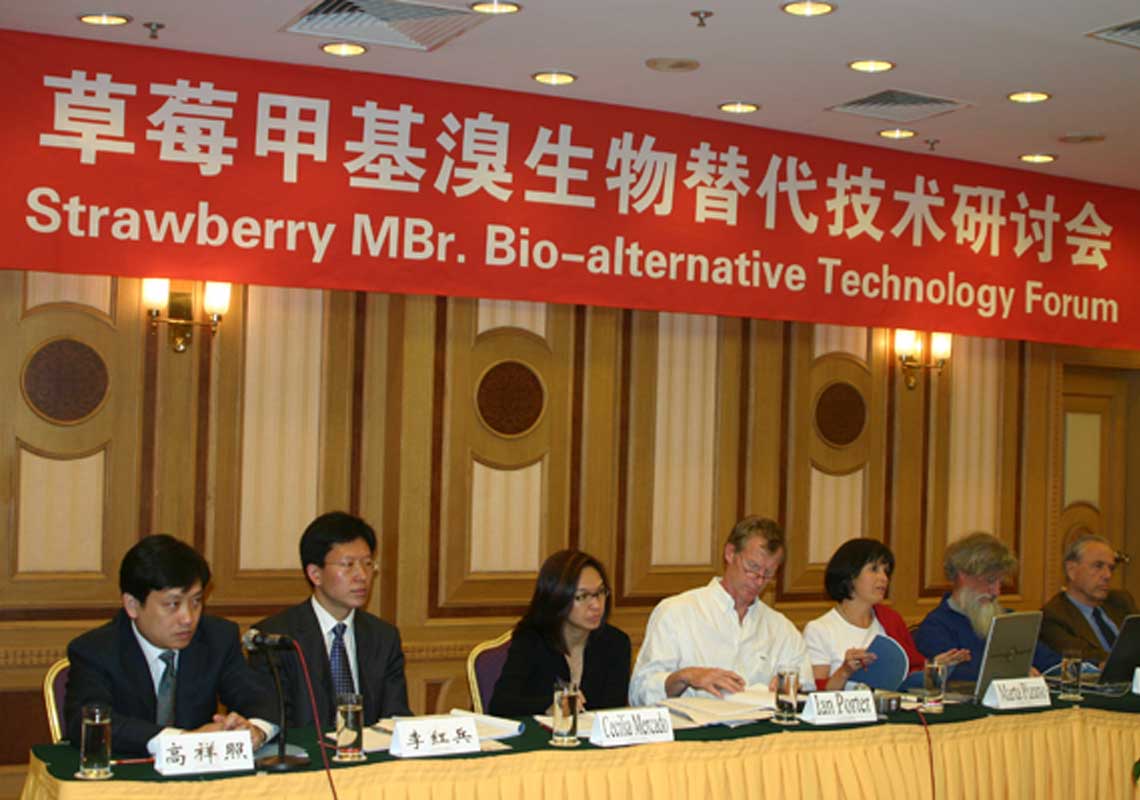 聯(lián)合國環(huán)境署、聯(lián)合國工發(fā)組織等機構(gòu)出席了我公司舉行的草莓甲基溴生物替代技術(shù)研討會